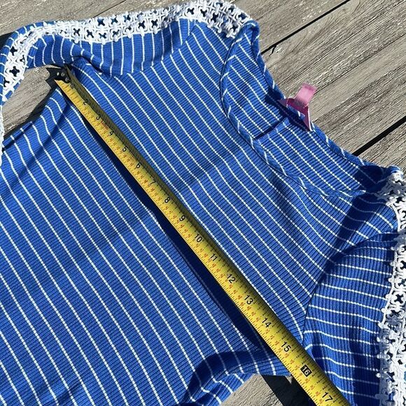 Lilly Pulitzer MEDIUM Marlowe Dress Beckon Blue White Breeze Stripe‎ 3/4 Sleeve - Picture 4 of 6
